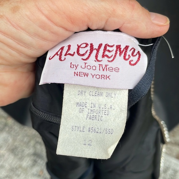 vintage alchemy rhinestone trim, drop waist backless dress - Picture 6 of 9